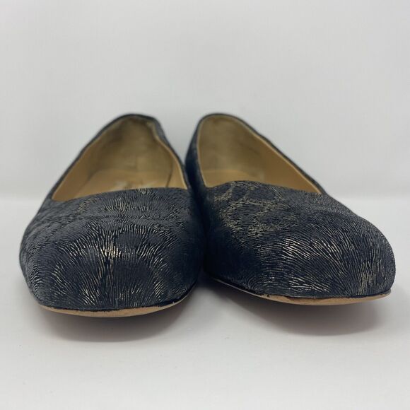 TROTTERS Signature 7.5W Slip On Wedges Metallic Black Animal Print Office Heels - Picture 4 of 16